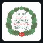 National Lampoon's Christmas Vacation in wreath  Square Sticker<br><div class="desc">National Lampoon's Christmas Vacation in wreath</div>