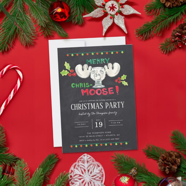 National Lampoon's Merry Chris-Moose Party Invitation (Card on table)