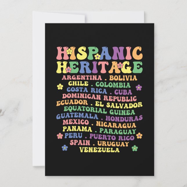 National Latino Countries Hispanic Heritage Month  Invitation (Front)