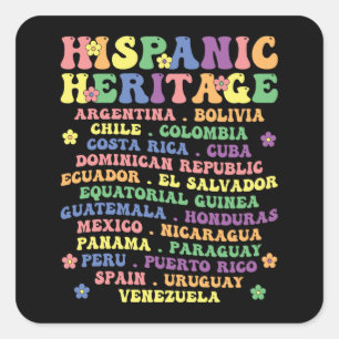 National Latino Countries Hispanic Heritage Month Square Sticker