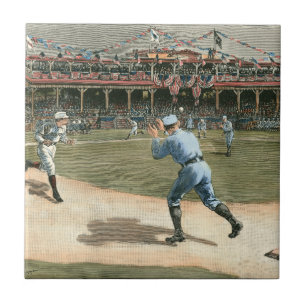 National League Baseball Game 1886 Ceramic Tile