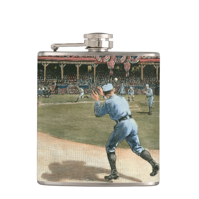 National League Baseball Game 1886 Hip Flask (Front)