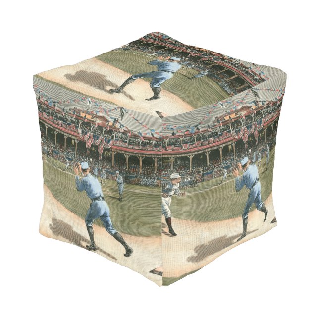 National League Baseball Game 1886 Pouf (Angled Front)