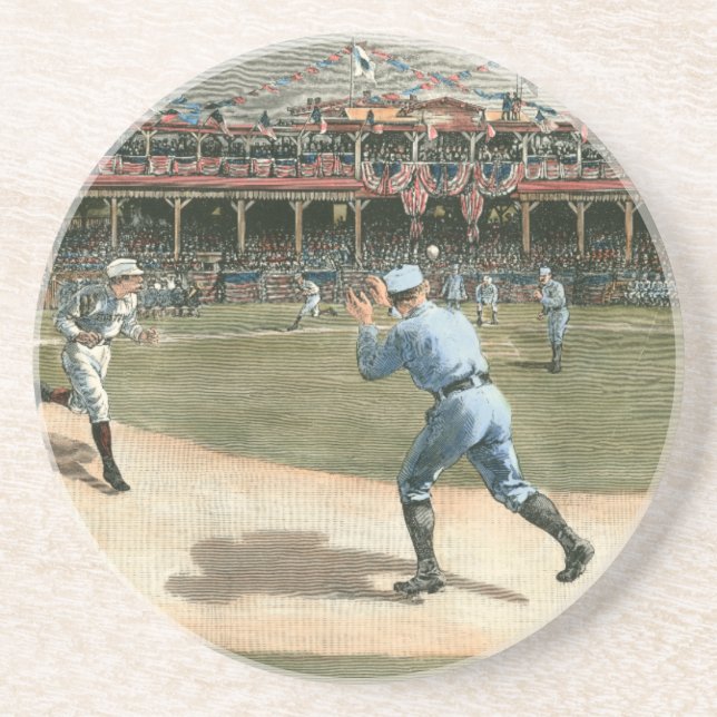 National League Baseball Game 1886 Sandstone Coaster (Front)