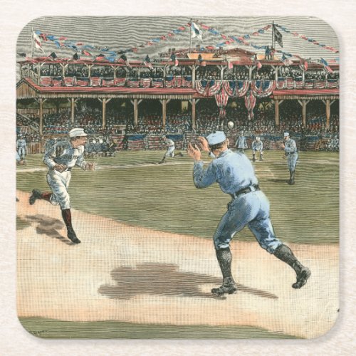 National League Baseball Game 1886 Square Paper Coaster