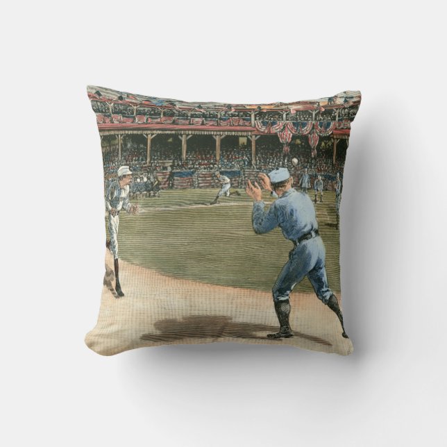 National League Baseball Game 1886 Throw Pillow (Front)