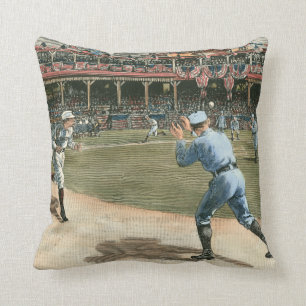 National League Baseball Game 1886 Throw Pillow