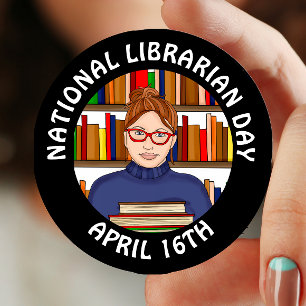 National Librarian Day - April 16th Button