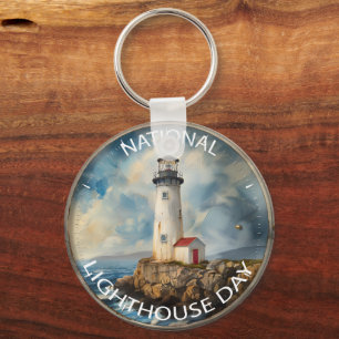National Lighthouse Day Sign Keychain