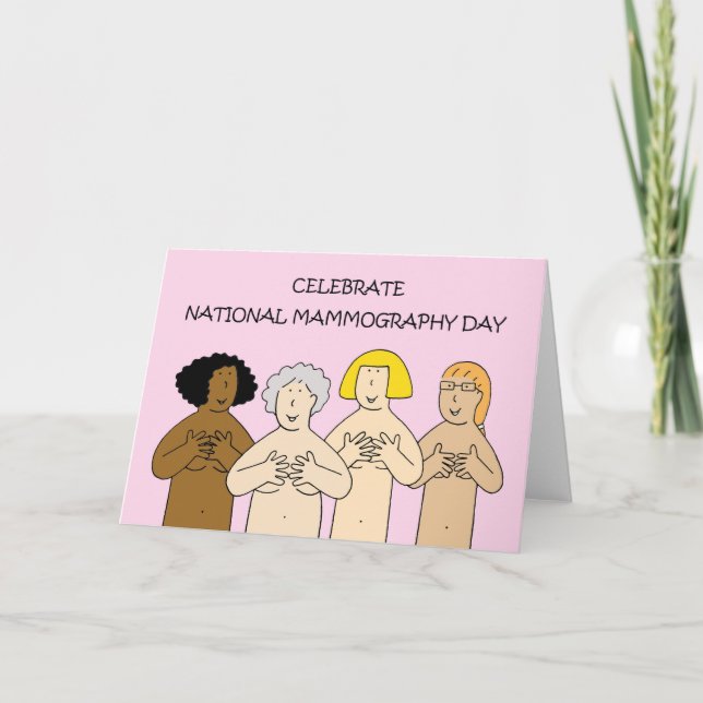 National Mammography Day October Cartoon Ladies Card (Front)