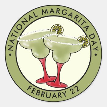 National Margarita Day Classic Round Sticker by HolidayBug at Zazzle