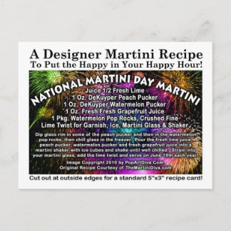 National Martini Day Martini Recipe Card Postcard