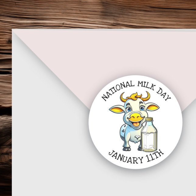 National Milk Day January 11th Classic Round Sticker (Creator Uploaded)