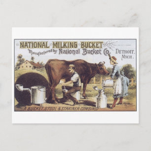 National Milking Bucket Detroit Michigan Postcard