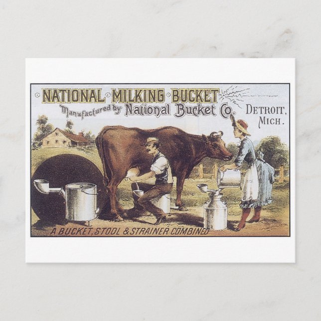 National Milking Bucket Detroit Michigan Postcard (Front)