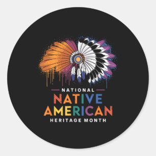 National Native American Heritage Month Heart Classic Round Sticker