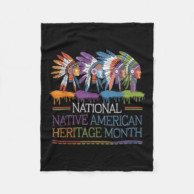 National Native American Heritage Month Heart Fleece Blanket (Front)