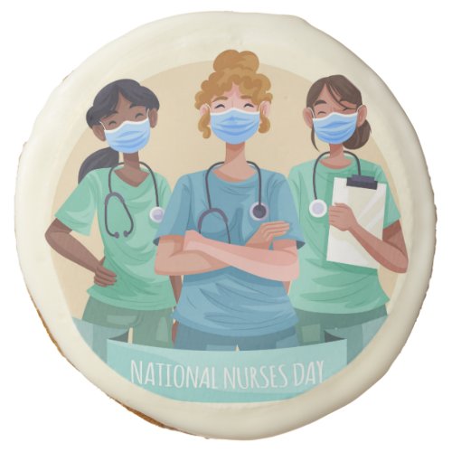 National Nurses Day  Nurse Appreciation Week  Squ Sugar Cookie