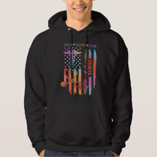 National Nurses Day Nurse Week Nurse US Flag Nurse Hoodie