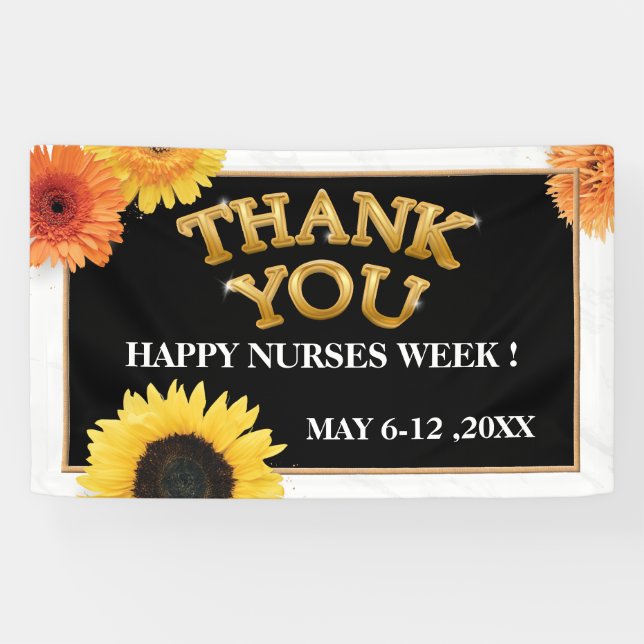 National Nurses Week Floral Thank You Banner (Horizontal)