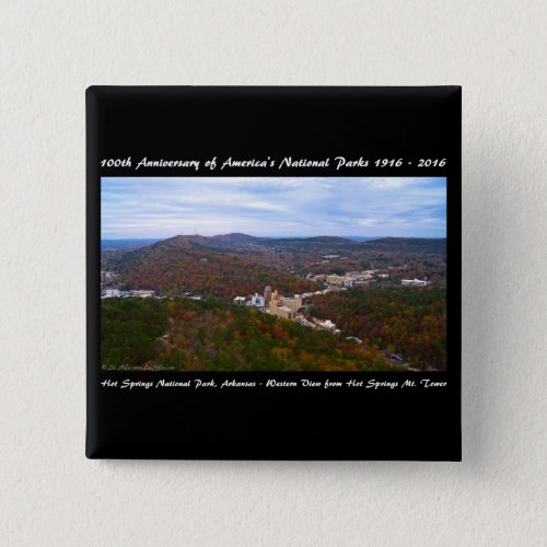 National Park Anniversary Hot Springs Autumn View Button