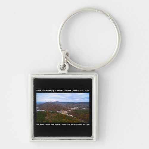 National Park Anniversary Hot Springs Autumn View Keychain
