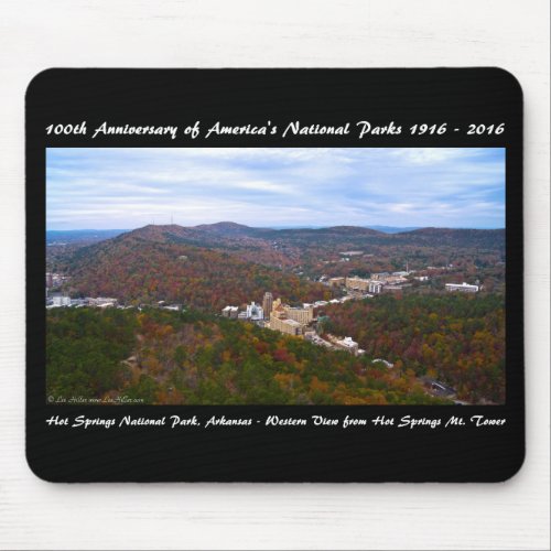 National Park Anniversary Hot Springs Autumn View Mouse Pad