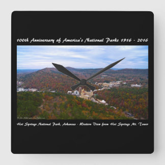 National Park Anniversary Hot Springs Autumn View Square Wall Clock