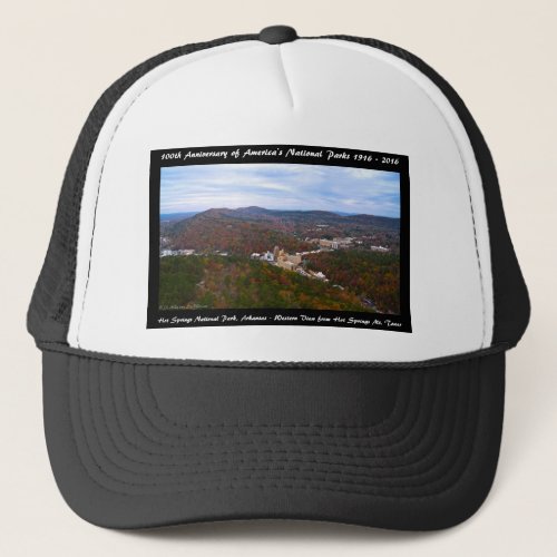 National Park Anniversary Hot Springs Autumn View Trucker Hat
