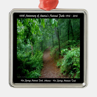 National Park Anniversary Hot Springs Mt Trail Metal Ornament