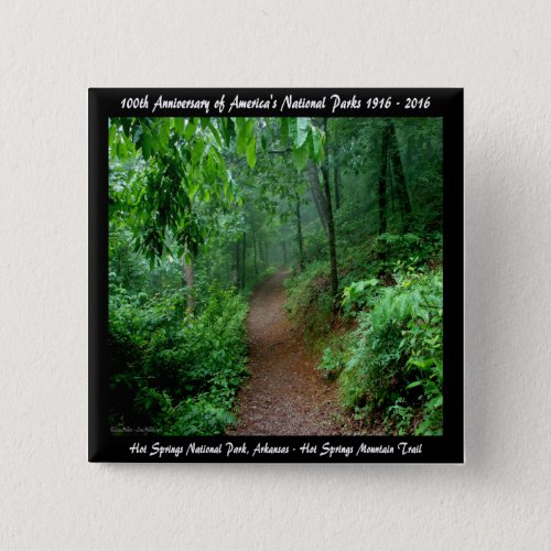 National Park Anniversary Hot Springs Mt Trail Pinback Button