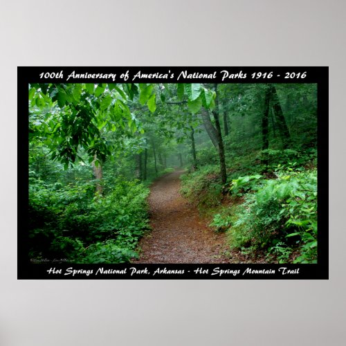 National Park Anniversary Hot Springs Mt Trail Poster