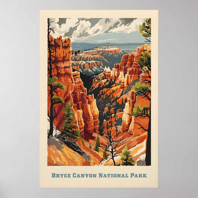 National Park Art Print - Bryce Canyon Retro (Front)