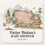 national park baby shower party coaster<br><div class="desc">Let the adventure begin with this fun National Park themed printable baby shower bundle! If you're a nature-loving parent-to-be, this outdoor design is the perfect way to celebrate your little one's upcoming arrival in a fun and unique way. The woodland design features forest and mountains great for an outdoor baby...</div>