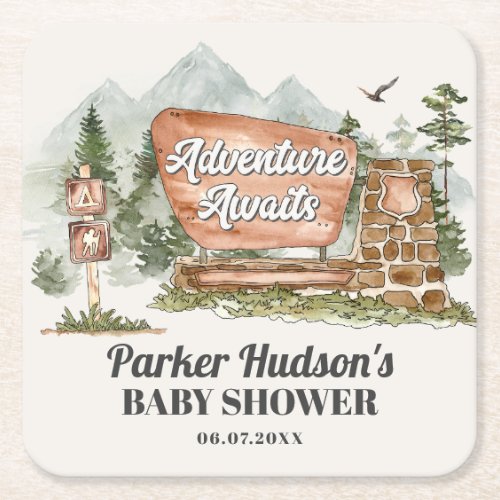 national park baby shower party coaster