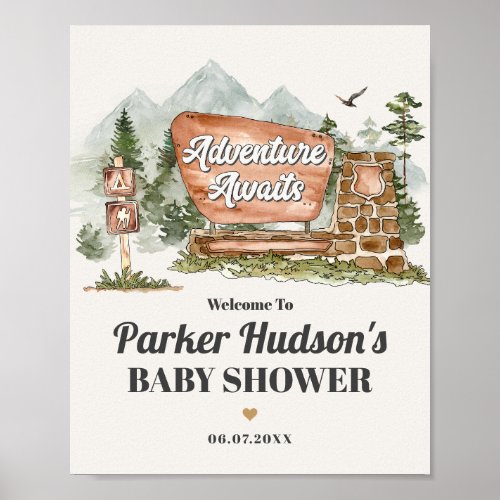 national park baby shower welcome sign