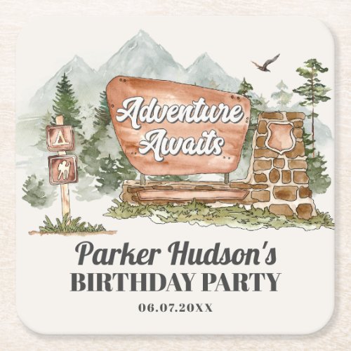 national park birthday party coaster