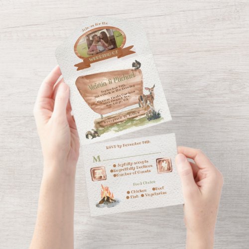 National Park Camping Outdoor Adventure Wedding All In One Invitation