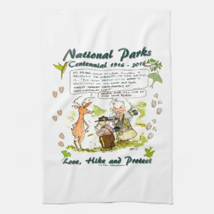 National Park Centennial Photographer Cartoon Kitchen Towel