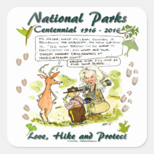 National Park Centennial Photographer Cartoon Square Sticker