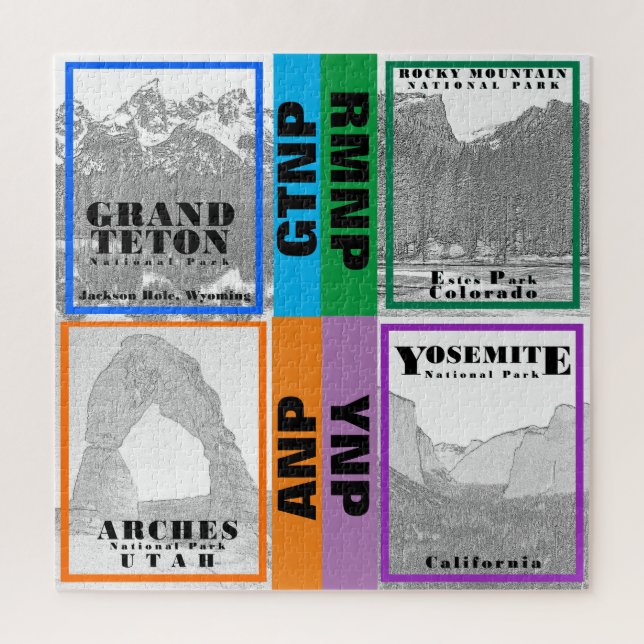 National Park Collage - RMNP - YNP - ANP - GTNP Jigsaw Puzzle (Vertical)