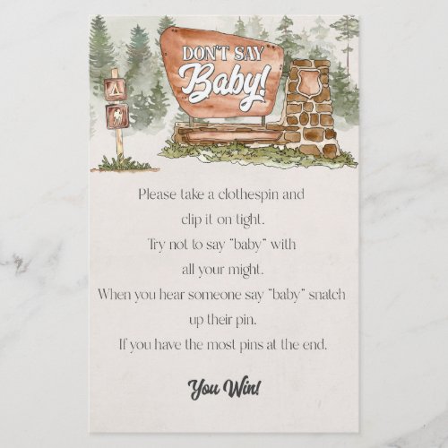 national park dont say baby shower game 