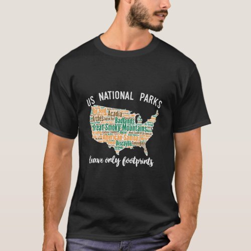 National Park Map Long Sleeve Graphic Tee Shirt