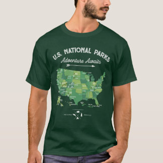 National Park Map Vintage All 63 National Parks Gi T-Shirt