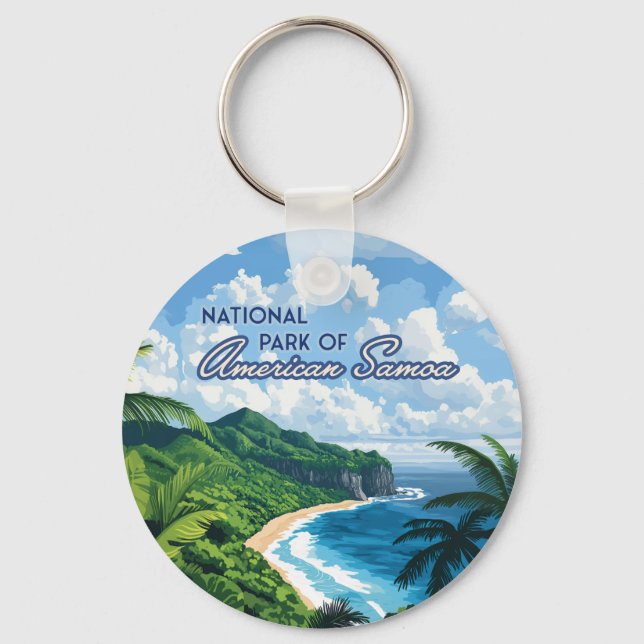 National Park of American Samoa Beach Rainforest Keychain (Front)