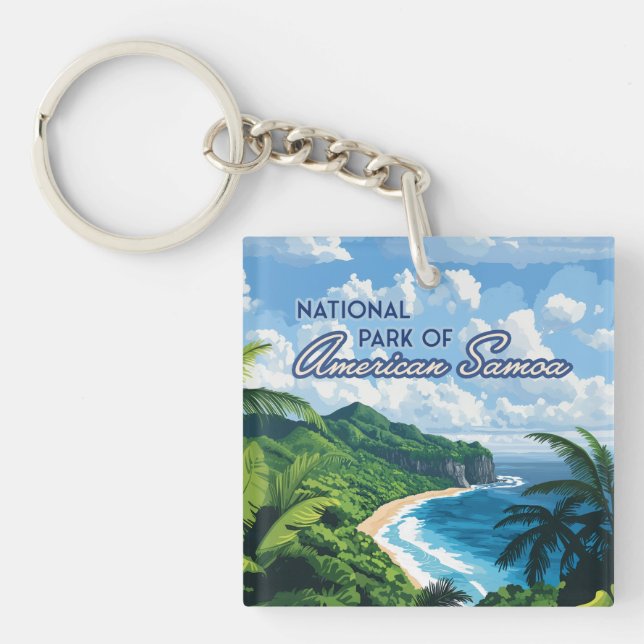 National Park of American Samoa Beach Rainforest Keychain (Front)