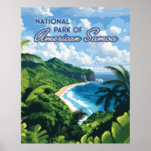 National Park of American Samoa Beach Rainforest Poster