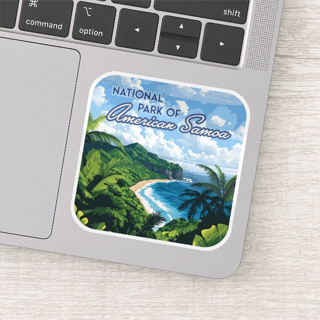 National Park of American Samoa Beach Rainforest Sticker (Detail)