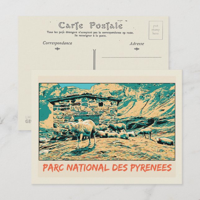 National park of Pyrenees France, sheeps Postcard (Front/Back)