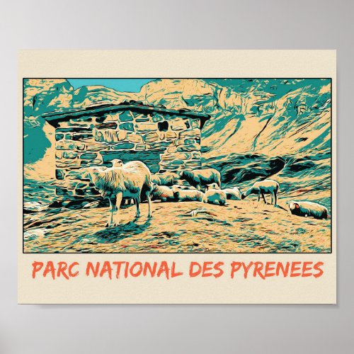 National park of Pyrenees France sheeps Poster